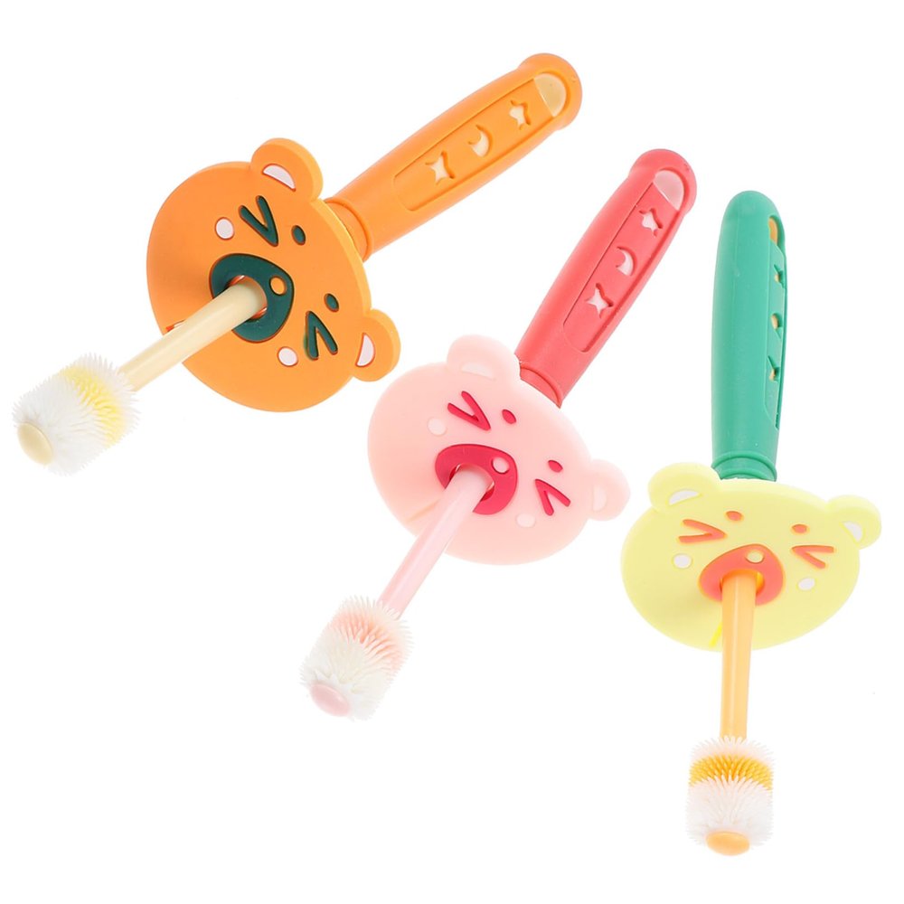 Baluue 3Pcs Toothbrush Soft Bristles Manual Rotatable Design for Teeth Cleaning and Gum Massage Washable Toothbrushes Ages Green Random Color