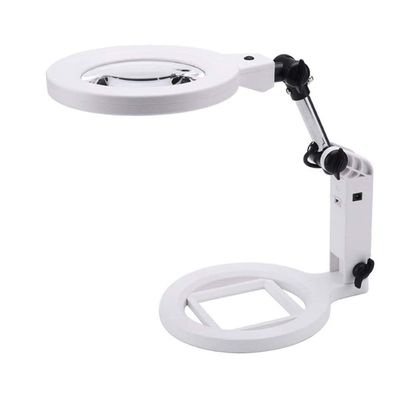 Plug-in Magnifier with LED Light, Elderly Reading Multi-Purpose Desktop Folding 1.5 Times 5 Times Magnifier