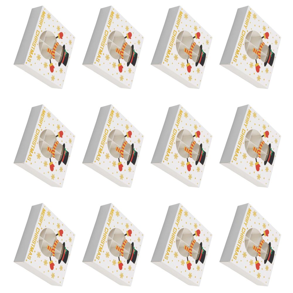 Kangnice 12Pcs Christmas Chocolate Box 12 Compartments Treat Boxes Festival Cookie Candy Packaging Boxes for Parties and Event