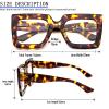prtcslwd 3 Pack Oversized Thick Frame Reading Glasses for Women,Stylish Square Large Readers Blocking Blue Light Glasses (Black+Brown Leopard+Gray Leopard, 1.5, x) view 4