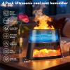 3 Pack Flame Essential Oil Diffuser 260ml Ultrasonic Aroma Diffusers with Cool Mist Himalayan Salt Lamp 8 Colors LED Light with Remote Control for Home Bedroom Office Spa Yoga Room Gift,Black view 3