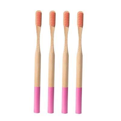 Beaupretty 4pcs Biodegradable Toothbrushes with Soft Bristles Ergonomic Slip Handles Cleaning for Travel and Home Use Rosy Oral Care