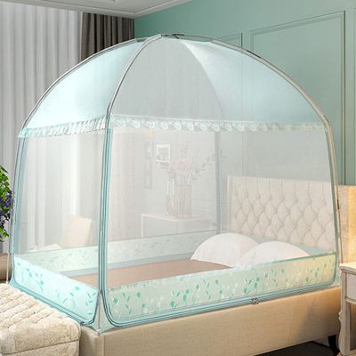 Zippered Mosquito Net Tent, Double Door Anti-Mosquito Outdoor Camping Gear, & Easy Setup for Home, Travel & Bed, Large Size 1.5x2M, Blue Color