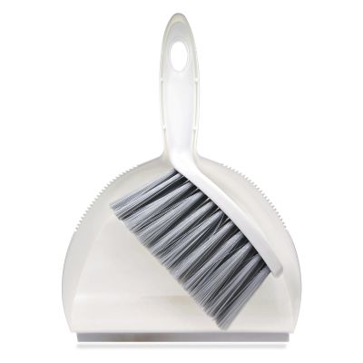 Mini Broom and Dustpan Set,Hand Broom with Dustpan Combo Nesting Snap-On Handheld Dust Pan and Brush Set, Small Broom and Dustpan Set for Kitchen, Desktop, Pet, Floor, Sofa, Grey White