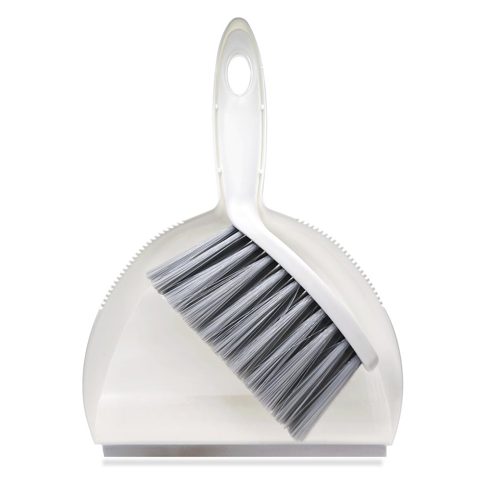 Mini Broom and Dustpan Set,Hand Broom with Dustpan Combo Nesting Snap-On Handheld Dust Pan and Brush Set, Small Broom and Dustpan Set for Kitchen, Desktop, Pet, Floor, Sofa, Grey White