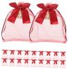 VICASKY 20pcs Red Organza Gift Bags with Drawstring Marbled Wedding Candy Pouches for Bridal Party Favor Jewelry Organizer Shower and Birthday Gift Packaging view 1
