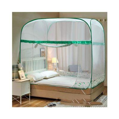 Extra Large Portable Mosquito Net, No Installation Needed, Foldable Bed Canopy with Triple Door, Ideal for Camping & Travel - Green, 150cm x 200cm