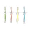 Beaupretty 4pcs Silicone Teether Toothbrush with Standing Suction Base Soft Toothbrushes for Oral Hygiene and Gum Relief Blue Pink Green Yellow view 1