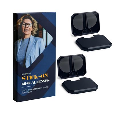 NOMEAROD 2 Pack Stick on Bifocal Lenses for Sunglasses, Reusable Stick on Readers for Glasses, No Water or Glue Needed,+250