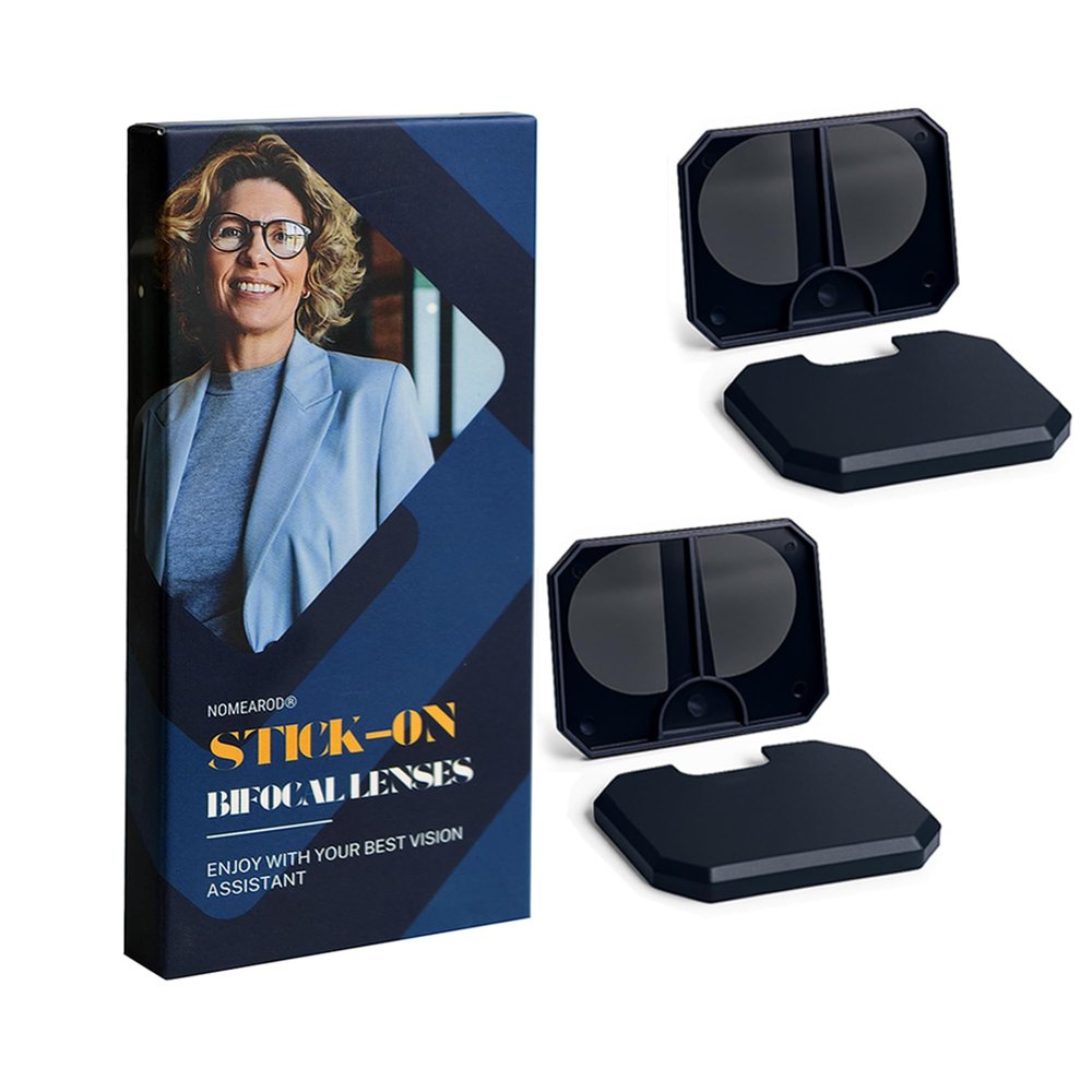 NOMEAROD 2 Pack Stick on Bifocal Lenses for Sunglasses, Reusable Stick on Readers for Glasses, No Water or Glue Needed,+250