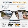 NOMEAROD 2 Pack Stick on Bifocal Lenses for Sunglasses, Reusable Stick on Readers for Glasses, No Water or Glue Needed,+250 view 3