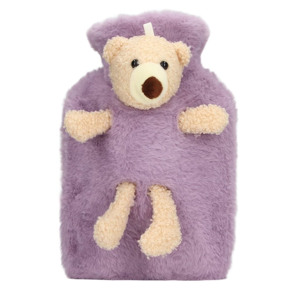 BOENLU Cartoon Hot Water Bottle, Wide Mouth Design, 1000ml Capacity for Home, Office Use (Purple)