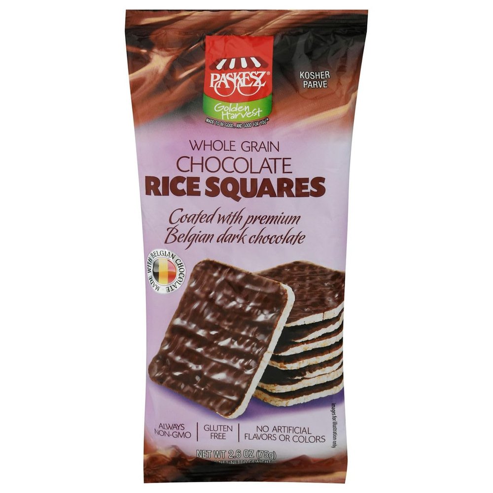 Paskesz, Whole Grain Dark Chocolate Covered Rice Squares, 2.6 Ounce