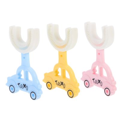 Hoement 3pcs U Shaped Silicone Toothbrush Bite Resistant Teeth Cleaning Brush for Boys and Ergonomic Washable Design for Healthy Oral Care and Easy Portable Use