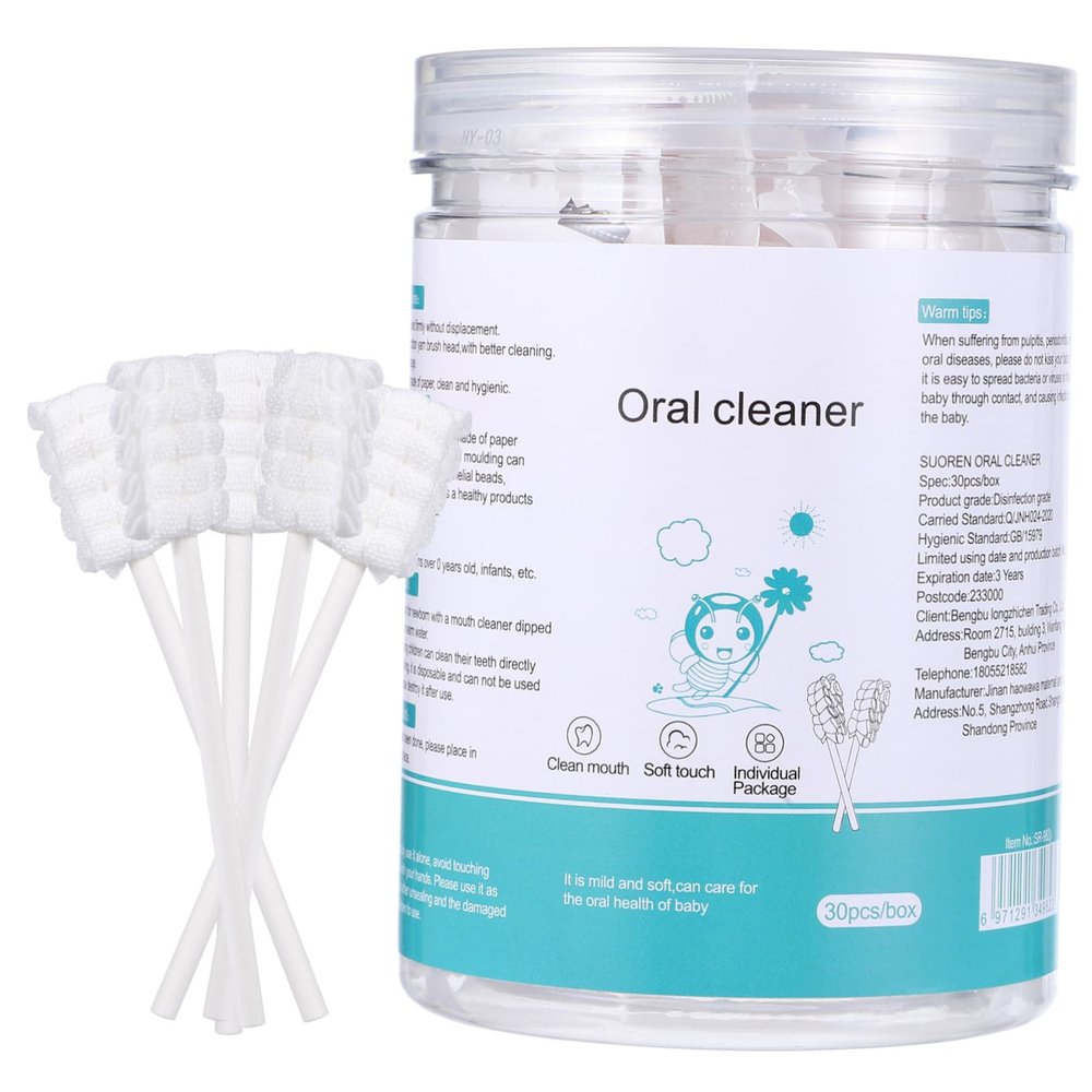 Baluue 30Pcs Oral Cleaning Gauze Tongue Cleaner Soft Absorbent Fabric Oral Hygiene Swabs for Gentle Gum Care and Mouth Cleaning