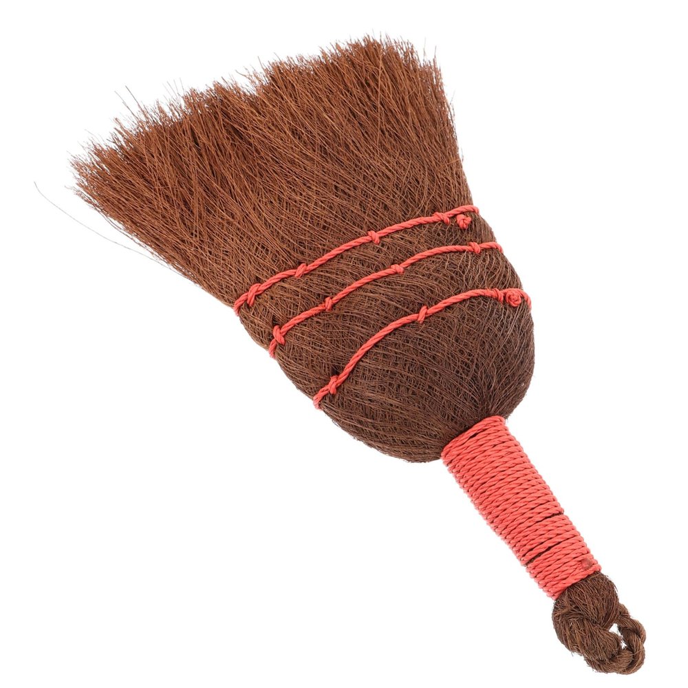 HOMOCONO Compact Palm Fiber Desktop Dust Broom for Household Cleaning Durable Wear Resistant Mini Handheld Sweeping Brush with Lanyard for Kitchen Office and Home Surfaces