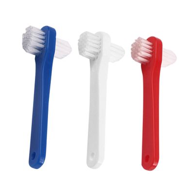 FRCOLOR 3Pcs Adult Denture Cleaning Toothbrushes with Double Sided Heads