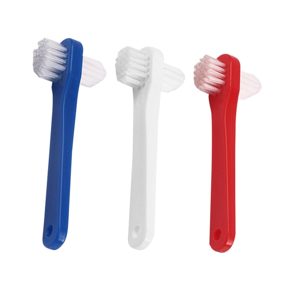 FRCOLOR 3Pcs Adult Denture Cleaning Toothbrushes with Double Sided Heads