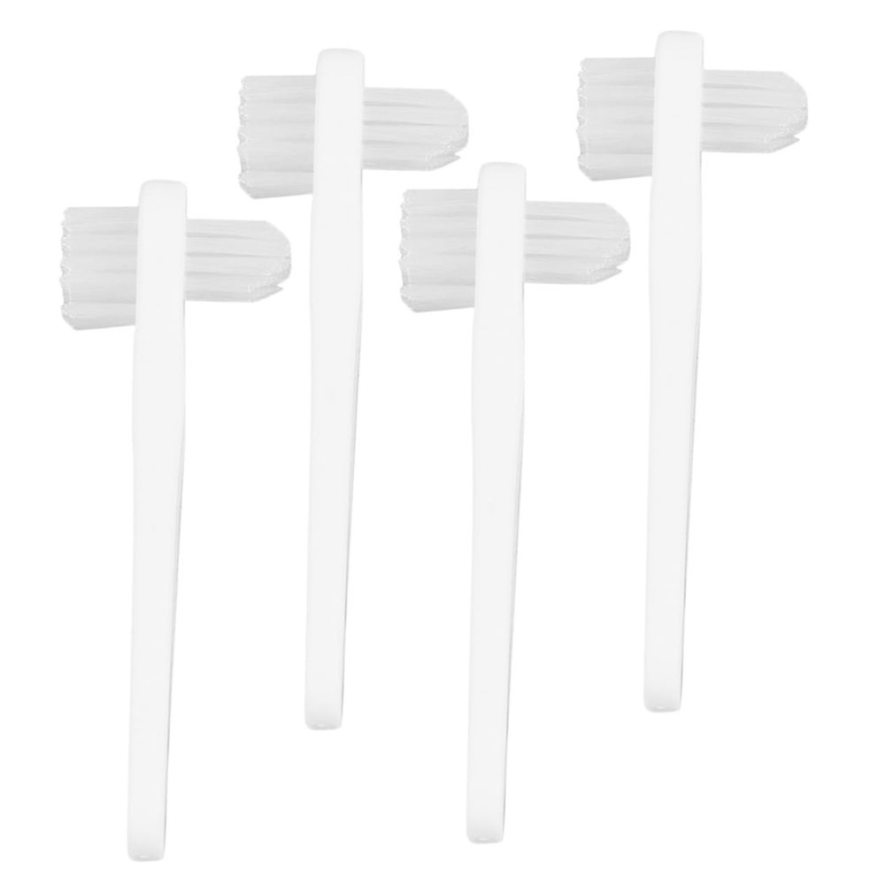 COOLHIYA 4 pcs Small Double Heads Denture Cleaning Brush Portable Toothbrushes for Dentures and False Teeth Durable Plastic Multi Functional Compact Design for Travel and Daily Use