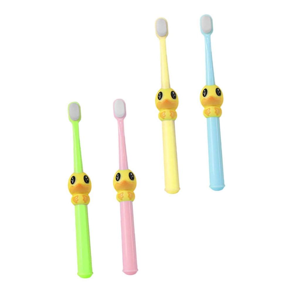 SAFIGLE 4pcs Toothbrush Soft Bristles Cleaning Cartoon Design Ages Includes Yellow Pink Green Blue for Young