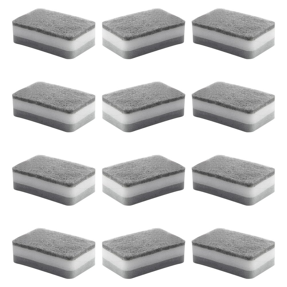 Beatifufu 10Pcs Grey Kitchen Cleaning Sponges Reusable Dish Scrubbers Multi Functional Heavy Duty Scrub Pads for Dishes Pots Sinks and Household Surfaces