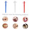 CALLARON 3Pcs Double Ended Denture Toothbrush for Adults Medium Bristle Cleaning Brushes with Small Heads Gentle Gums and Efficient for Denture and White Red Blue view 4