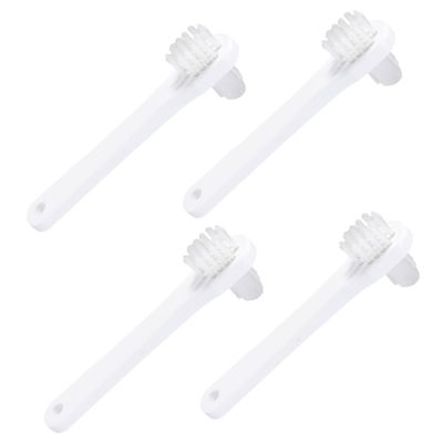HAKIDZEL 4 pcs Small Denture Cleaning Brush Double Heads Portable Toothbrush for False Teeth Care Lightweight Compact Travel Use Gentle Gums Durable Plastic Material