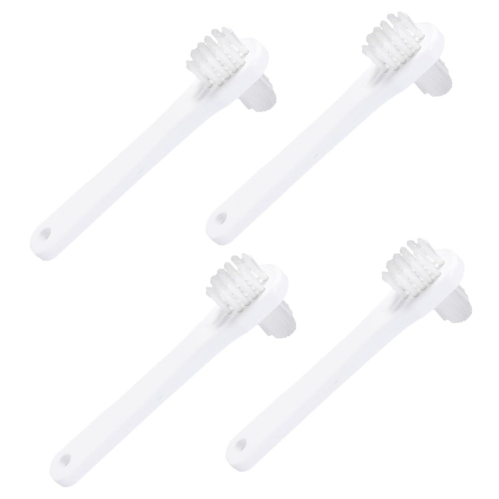 HAKIDZEL 4 pcs Small Denture Cleaning Brush Double Heads Portable Toothbrush for False Teeth Care Lightweight Compact Travel Use Gentle Gums Durable Plastic Material