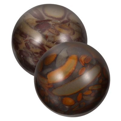 Beatifufu 2Pcs Small Stone Handballs for Massage and Exercise Smooth Polished Palm Rolling Balls for Hand Muscle Relaxation Stress Relief and Elderly Therapy