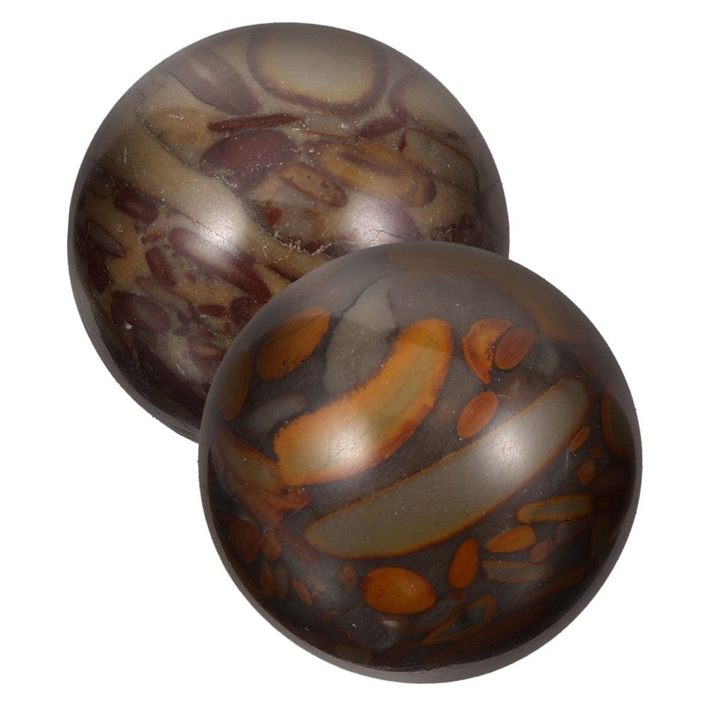 Beatifufu 2Pcs Small Stone Handballs for Massage and Exercise Smooth Polished Palm Rolling Balls for Hand Muscle Relaxation Stress Relief and Elderly Therapy