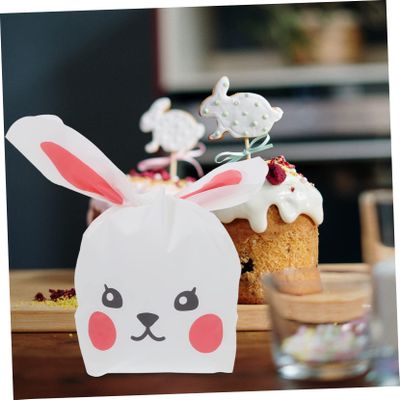 Baluue 50Pcs Small Decorative Candy Wrapping Bags with Cartoon Rabbit Design Multi Purpose Gift Packaging for Party Favors Festival Treat Sweets Bags