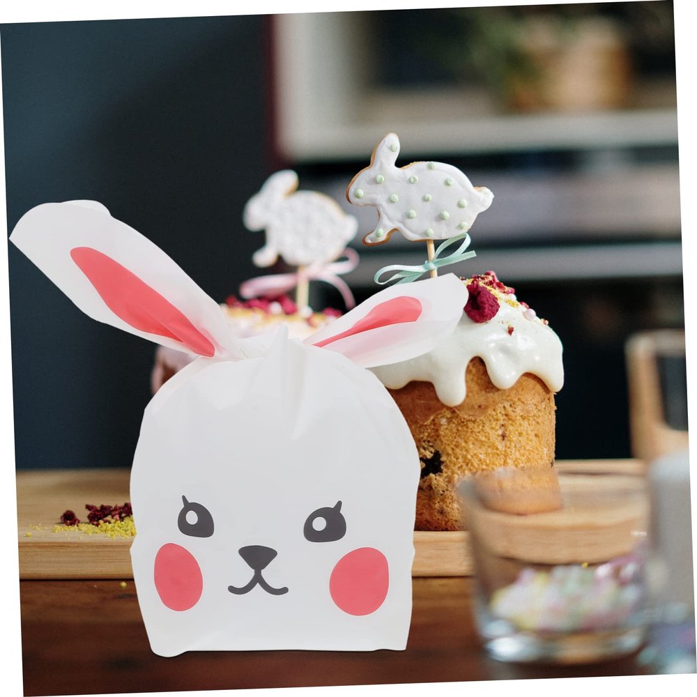 Baluue 50Pcs Small Decorative Candy Wrapping Bags with Cartoon Rabbit Design Multi Purpose Gift Packaging for Party Favors Festival Treat Sweets Bags