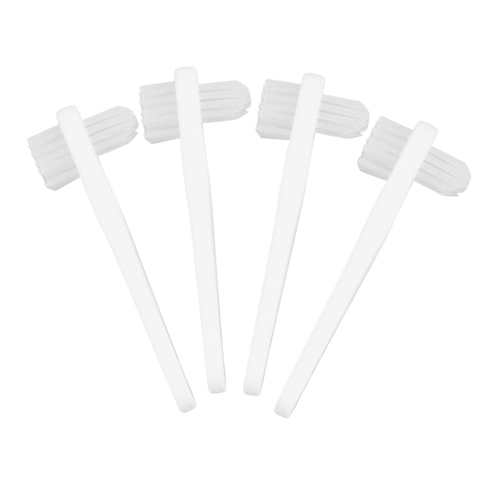 Healvian 4 pcs Portable Denture Cleaning Brush Double Heads Small Compact Toothbrushes Ergonomic Handle Lightweight Travel Kit for Safe Gum Care and Durable Cleaning