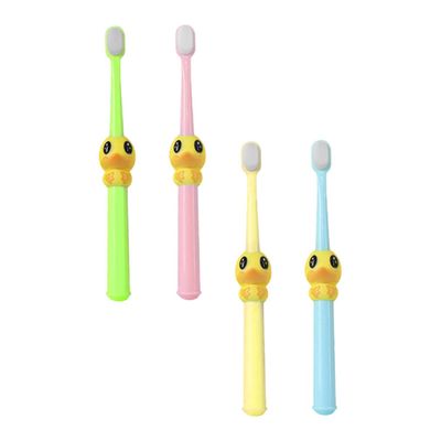 COSMEVIVI 4pcs Cartoon Toothbrushes Soft Bristle Oral Care for Boys and Ages Durable Fun Dental Cleaning with Yellow Pink Green Blue