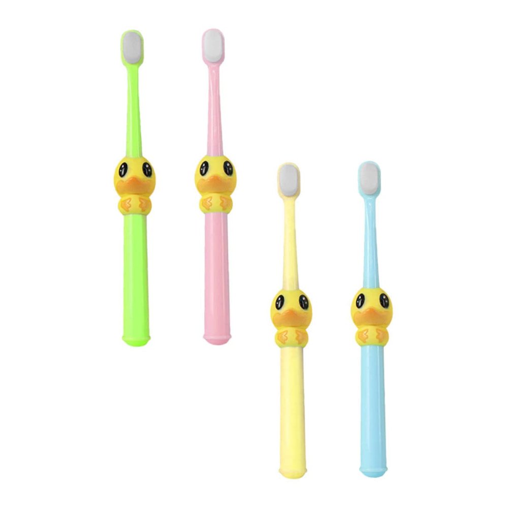 COSMEVIVI 4pcs Cartoon Toothbrushes Soft Bristle Oral Care for Boys and Ages Durable Fun Dental Cleaning with Yellow Pink Green Blue