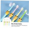 COSMEVIVI 4pcs Cartoon Toothbrushes Soft Bristle Oral Care for Boys and Ages Durable Fun Dental Cleaning with Yellow Pink Green Blue view 3