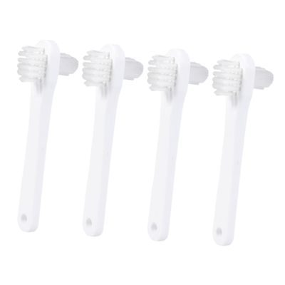 Happyyami 4 pcs Portable Double Head Denture Toothbrushes Ergonomic Small Cleaning Brush for Travel Use Lightweight Denture Care Tool for Elderly Go Maintenance