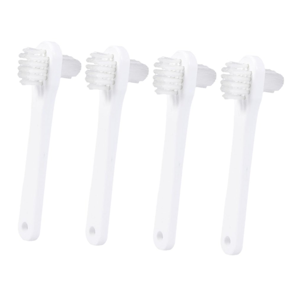 Happyyami 4 pcs Portable Double Head Denture Toothbrushes Ergonomic Small Cleaning Brush for Travel Use Lightweight Denture Care Tool for Elderly Go Maintenance