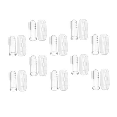 Healvian 10 Sets Finger Toothbrushes for Newborns Soft Food Grade Silicone Teeth Cleaning Tool with Tongue Massager and Storage Cases for Boy Girl and Pets