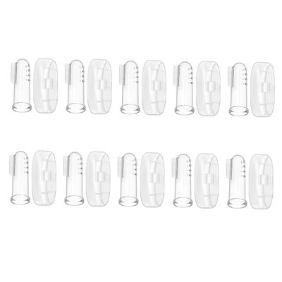 FRCOLOR 10 Sets Finger Toothbrushes with Transparent Cases Food Grade Silicone Soft Bristles Oral Massagers for Gum Care and Teething Comfort