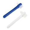 WATIIFUFU 2pcs Dual Head Denture Toothbrushes with Firm Nylon Bristles T Shaped False Teeth Cleaner for Stain and Food Particle Removal White Blue for Denture Care and Fresher Breath view 1