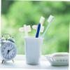 WATIIFUFU 2pcs Dual Head Denture Toothbrushes with Firm Nylon Bristles T Shaped False Teeth Cleaner for Stain and Food Particle Removal White Blue for Denture Care and Fresher Breath view 4