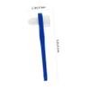 Healvian 2pcs Dual Head Denture Shaped False Teeth Cleaning Tool with Firm Nylon Bristles Angle Trimmed Brush Head Non Slip Handle for Denture Care White Blue view 2