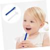 Healvian 2pcs Dual Head Denture Shaped False Teeth Cleaning Tool with Firm Nylon Bristles Angle Trimmed Brush Head Non Slip Handle for Denture Care White Blue view 3