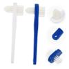 Healvian 2pcs Dual Head Denture Shaped False Teeth Cleaning Tool with Firm Nylon Bristles Angle Trimmed Brush Head Non Slip Handle for Denture Care White Blue view 4