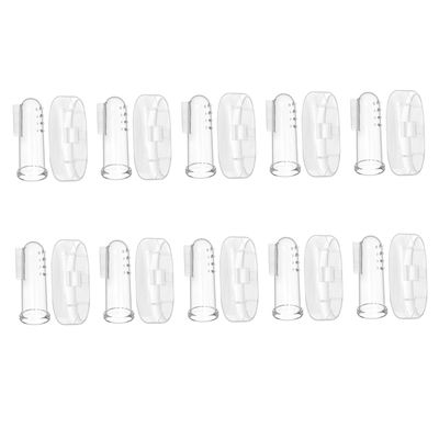 BUTIFULSIC 10 Sets Finger Toothbrushes Silicone Oral Massager Soft Bristles Double Sided Teeth Cleaning Tool with Storage Cases for Newborns