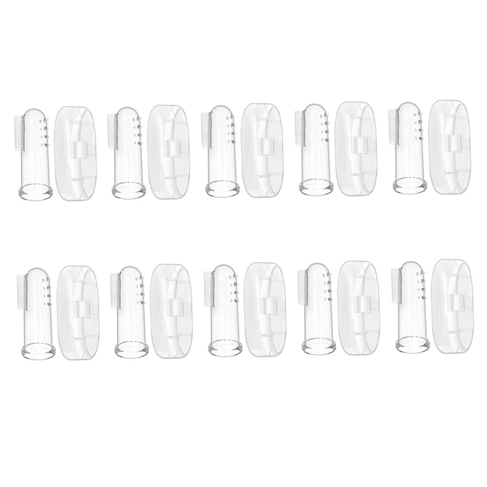 BUTIFULSIC 10 Sets Finger Toothbrushes Silicone Oral Massager Soft Bristles Double Sided Teeth Cleaning Tool with Storage Cases for Newborns