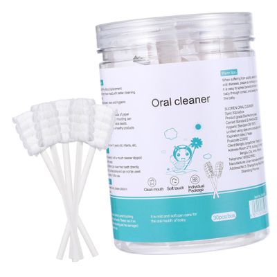 SOESFOUFU 30Pcs Oral Cleaning Gauze Toothbrush with Tongue Cleaner for Newborns Gentle Mouth Swabs Disposable Soft Bristle Oral Hygiene Kit