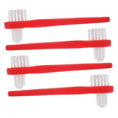 BUTIFULSIC 4pcs Double Sided Denture Brush for False Teeth Cleaning Travel Toothbrush with Multi Soft Bristles Compact Small for Adult Denture Care Practical Oral Hygiene Tool