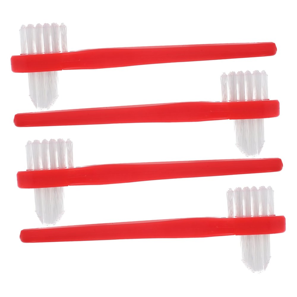 BUTIFULSIC 4pcs Double Sided Denture Brush for False Teeth Cleaning Travel Toothbrush with Multi Soft Bristles Compact Small for Adult Denture Care Practical Oral Hygiene Tool